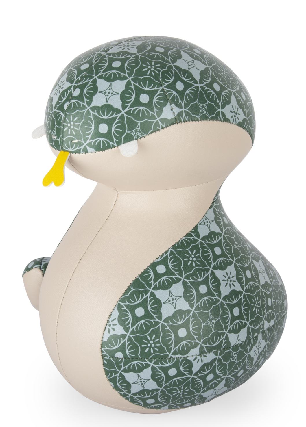 Züny Buchstütze Snake Nick Grün mit floralem Muster, dekorative Schlangen Buchstütze für Kinderzimmer und Wohnbereich.