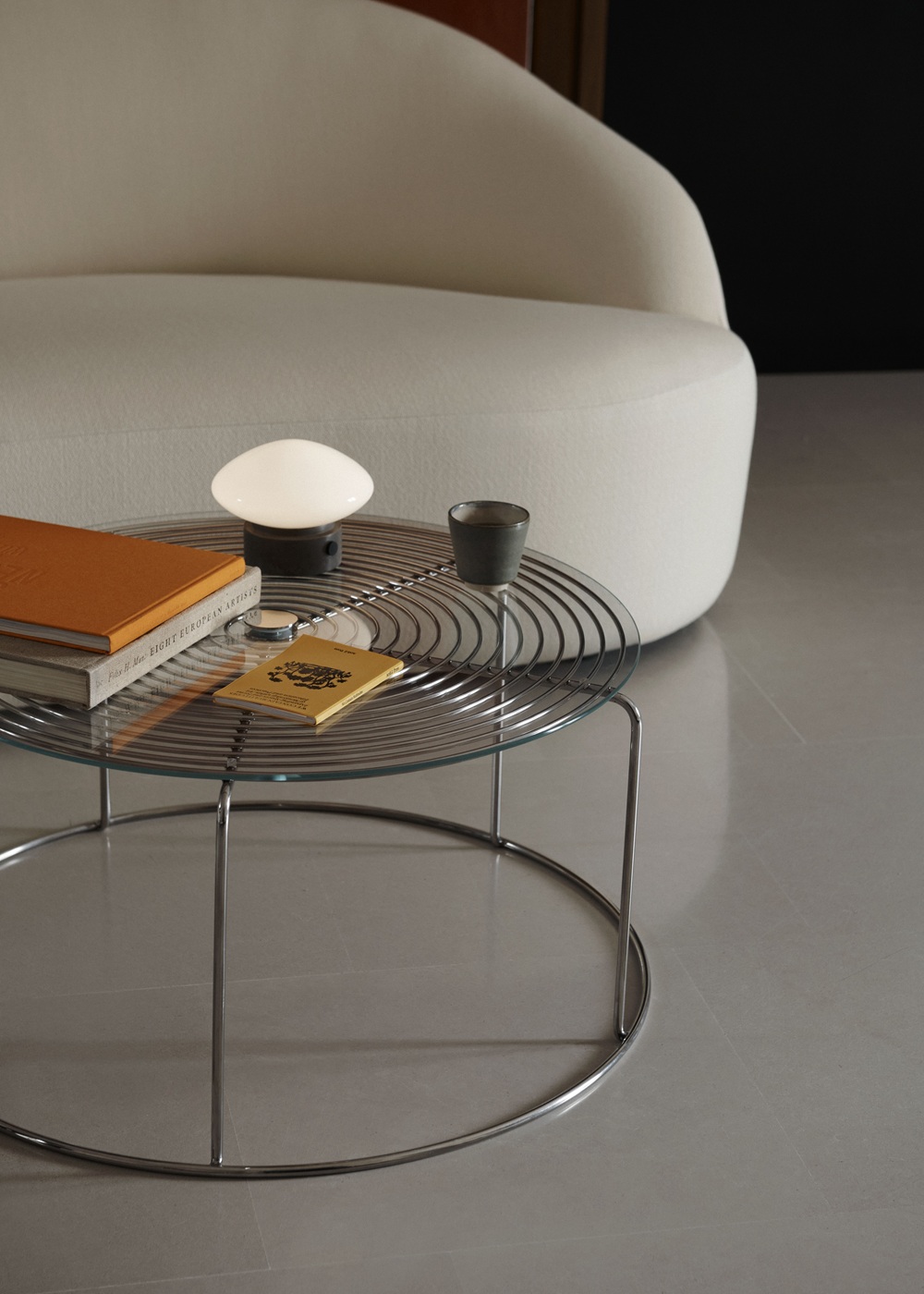Wire Coffee Table salontafel met glazen blad AndTradition