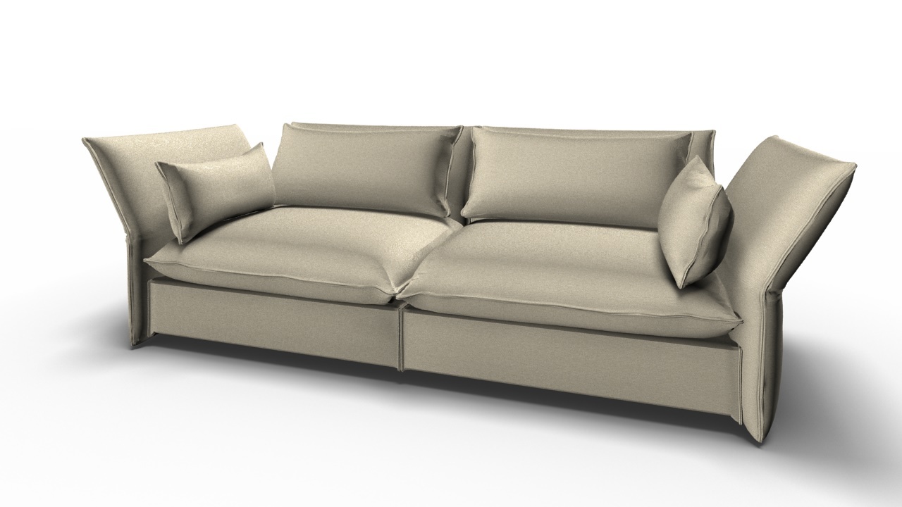Beiges Mariposa Sofa von Vitra, ein modernes 3-Sitzer Sofa mit weichen Kissen und verstellbaren Armlehnen.