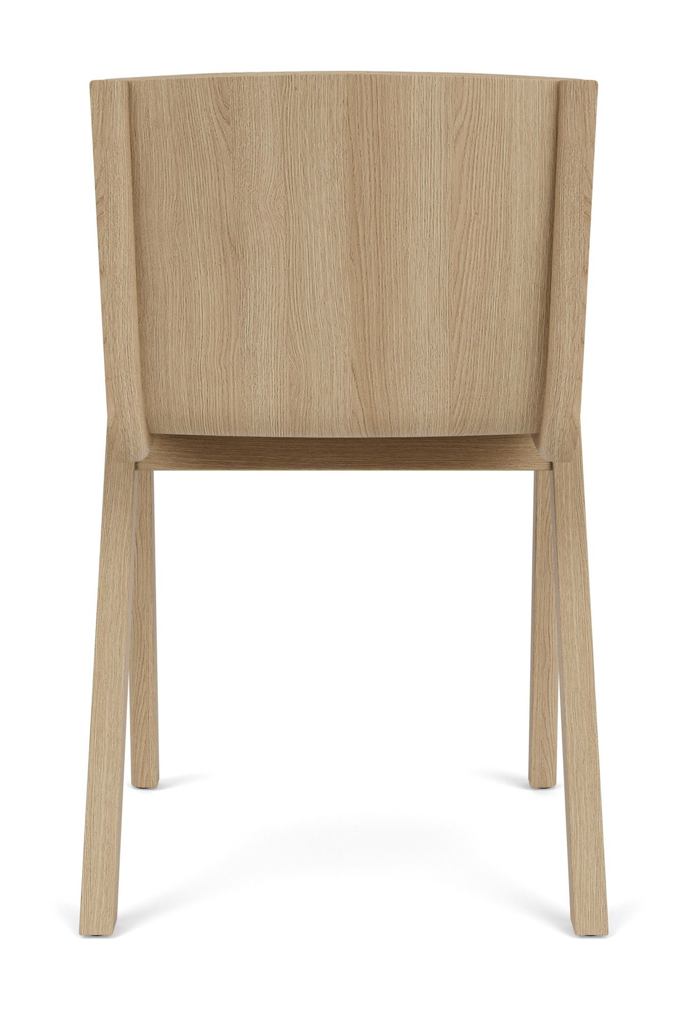 Rückansicht des Audo Copenhagen Ready Stuhls mit Holzrahmen und schlichter, zeitloser Formgebung.