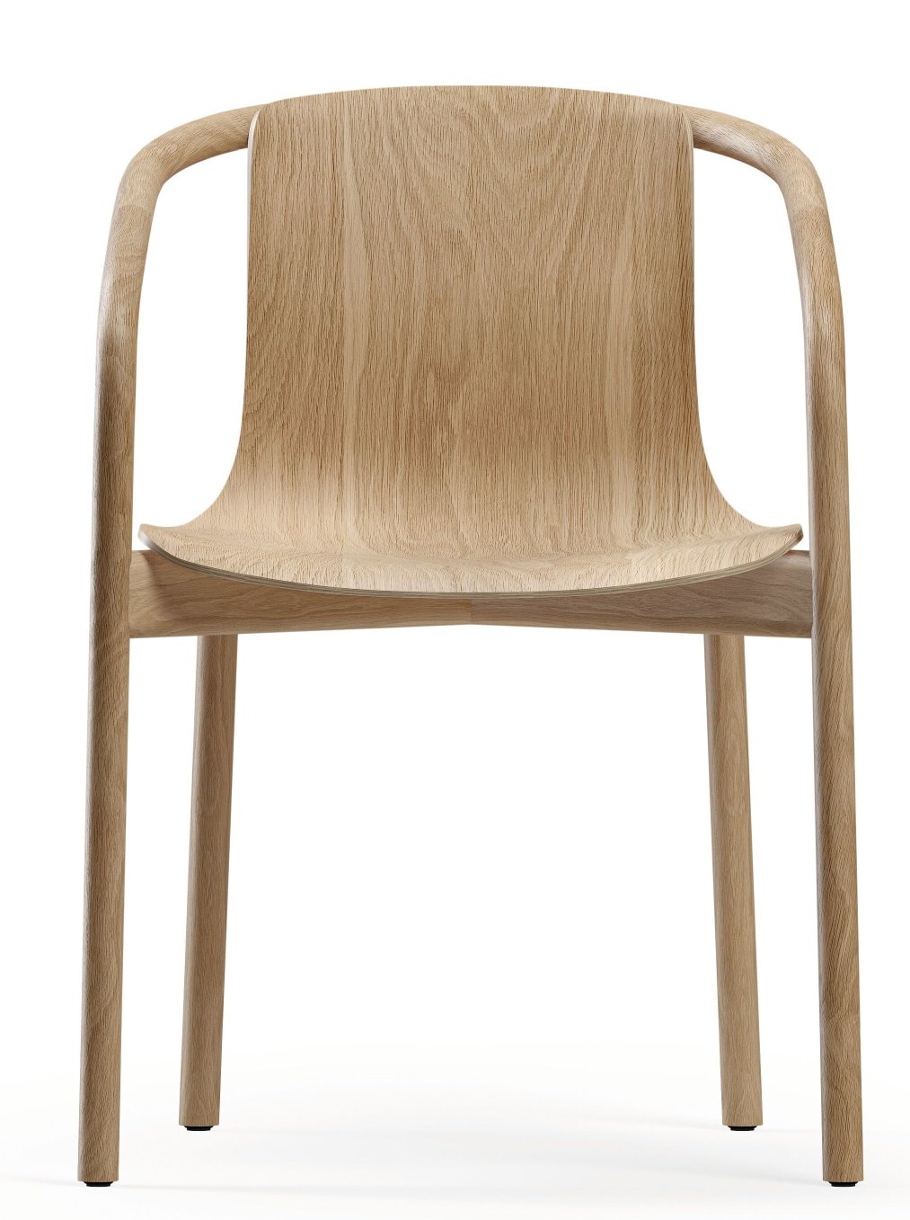 Osuu Chair Stuhl von Walter Knoll, moderner Holzstuhl mit Armlehne, Frontansicht.
