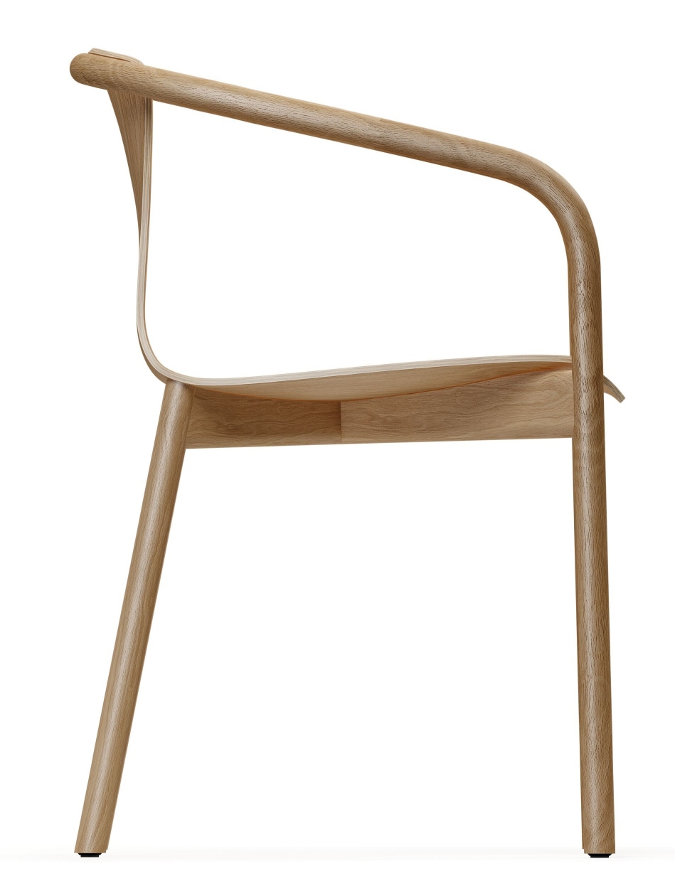 Osuu Chair Stuhl von Walter Knoll, Holzstuhl in Buche natur, Seitenansicht.