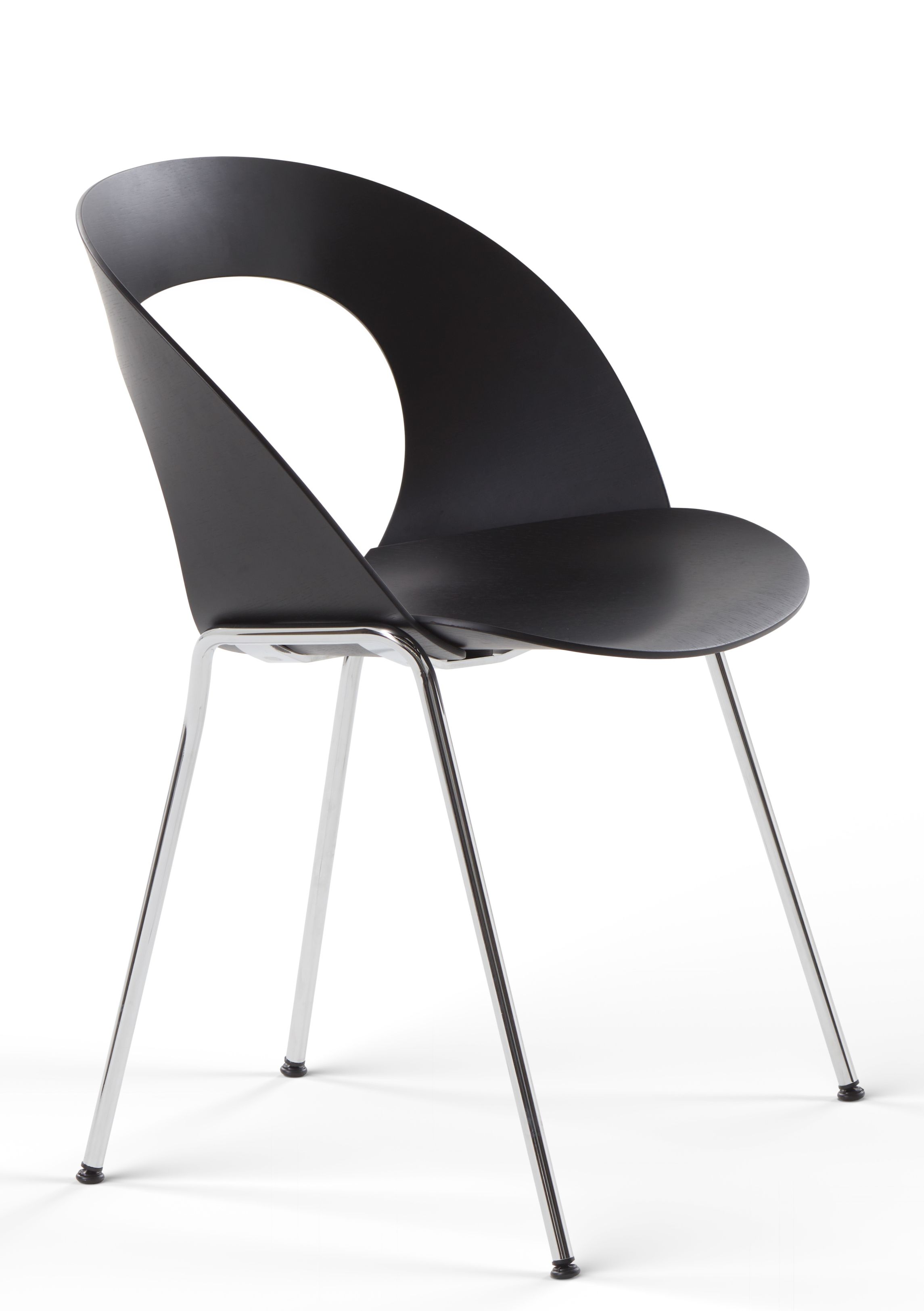 Schwarzer Brunner Stuhl mit Chromgestell. Moderner Designstuhl für Büro und Wohnbereich.