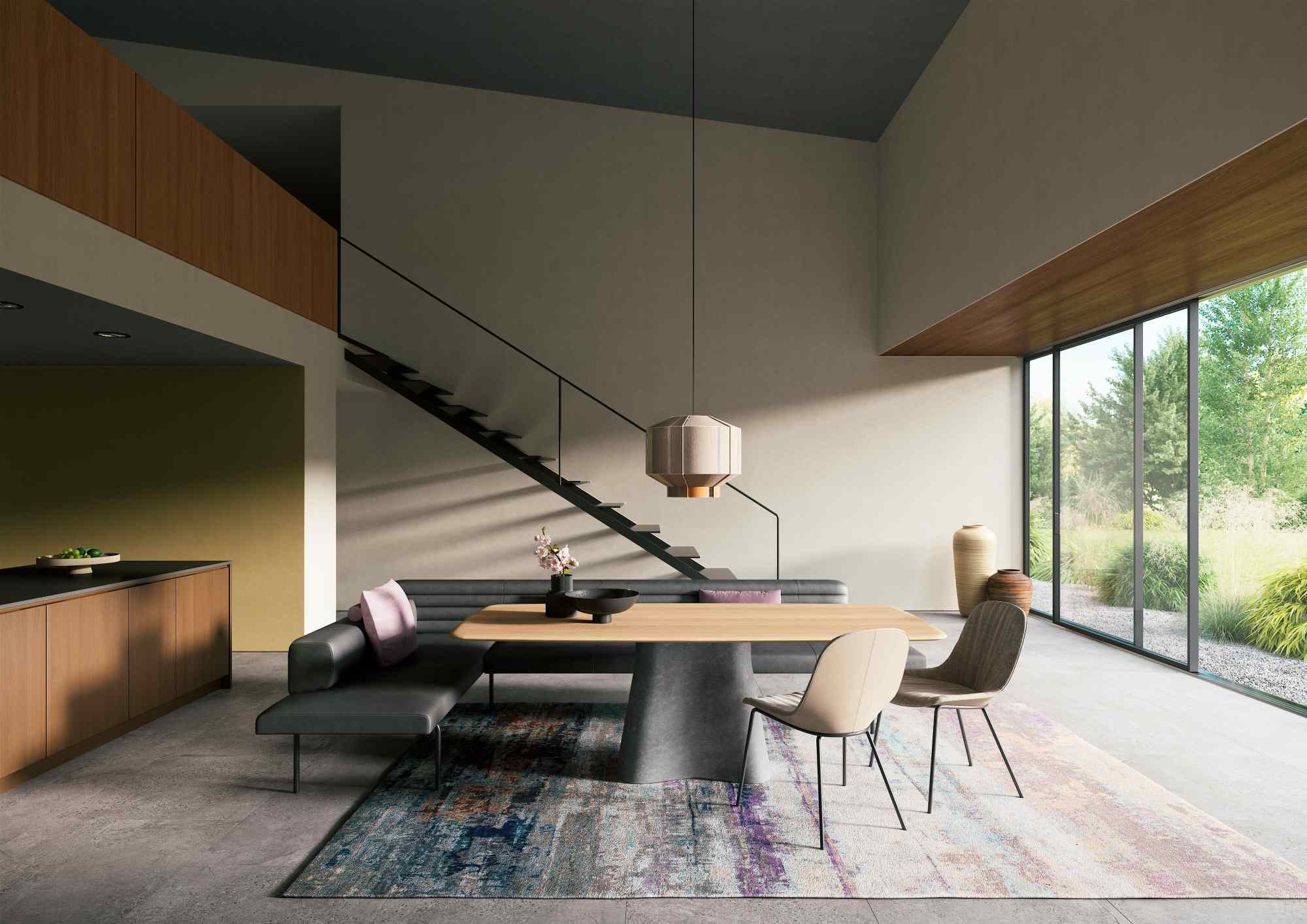 Ison Eckbank von Walter Knoll im modernen Esszimmer mit Esstisch und Stühlen.