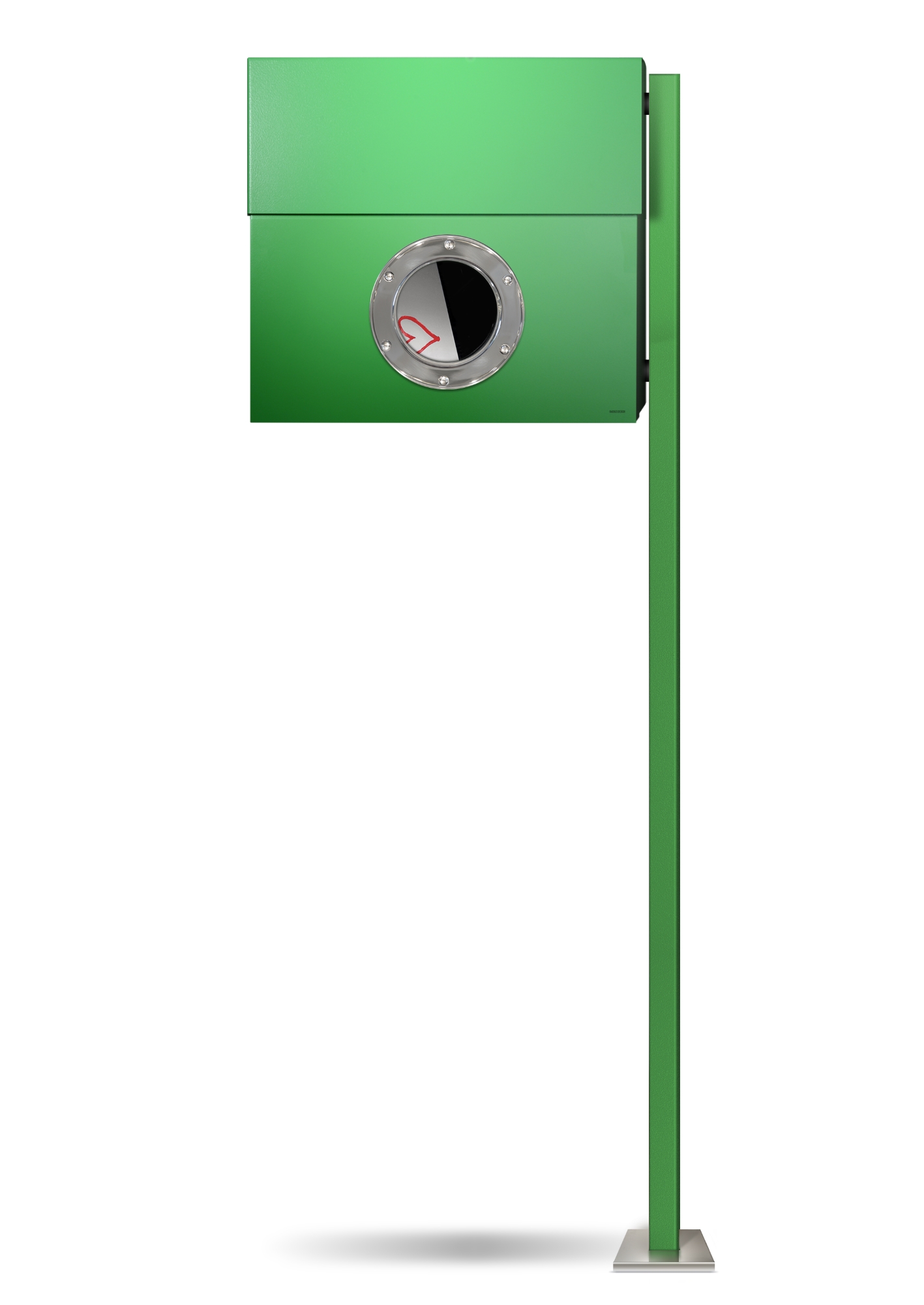Staal, groen gepoedercoat, incl. vloersteun/paal