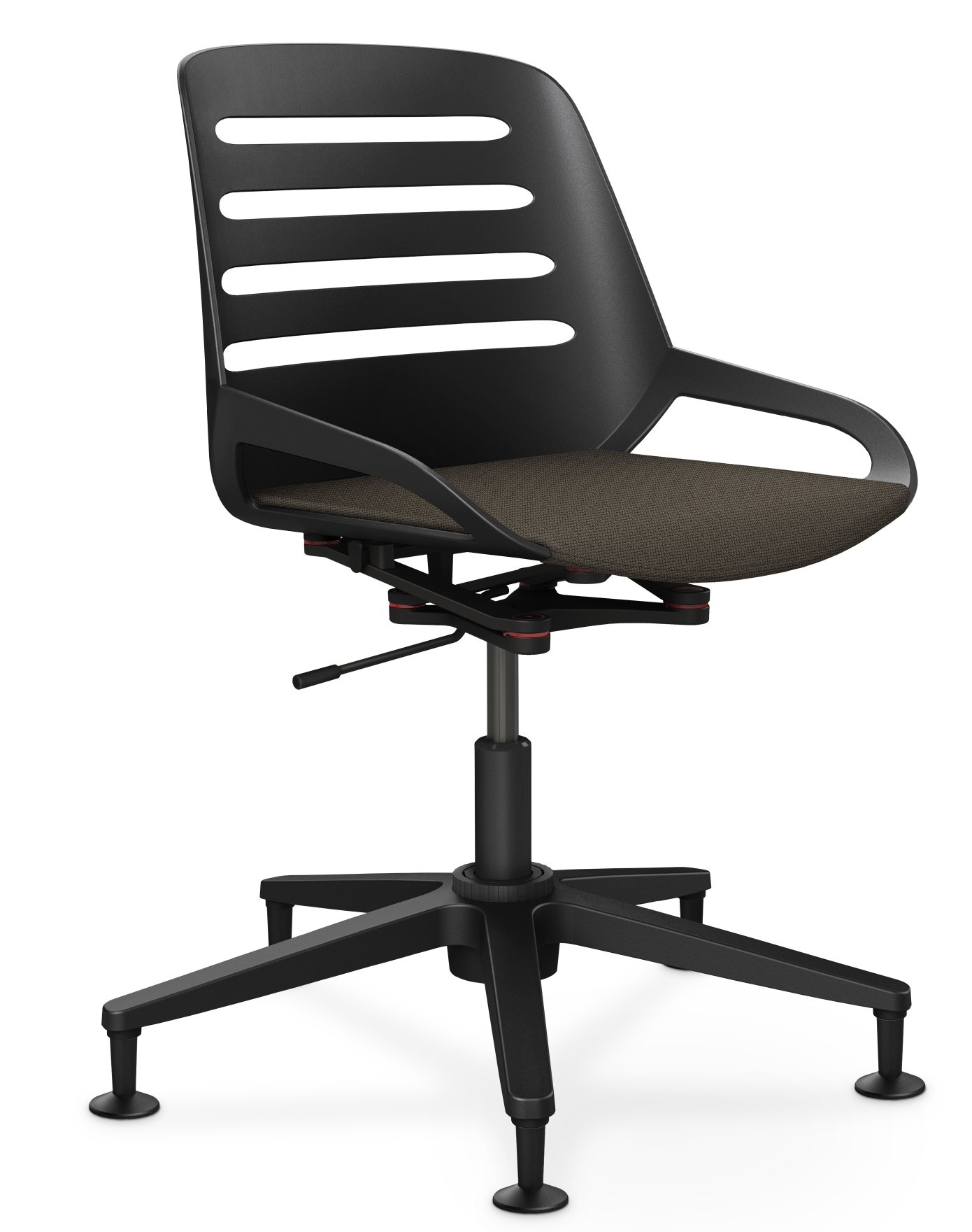 Numo Task Bürodrehstuhl von Aeris, schwarzer ergonomischer Schreibtischstuhl mit Säule und Gleitern für das Büro.