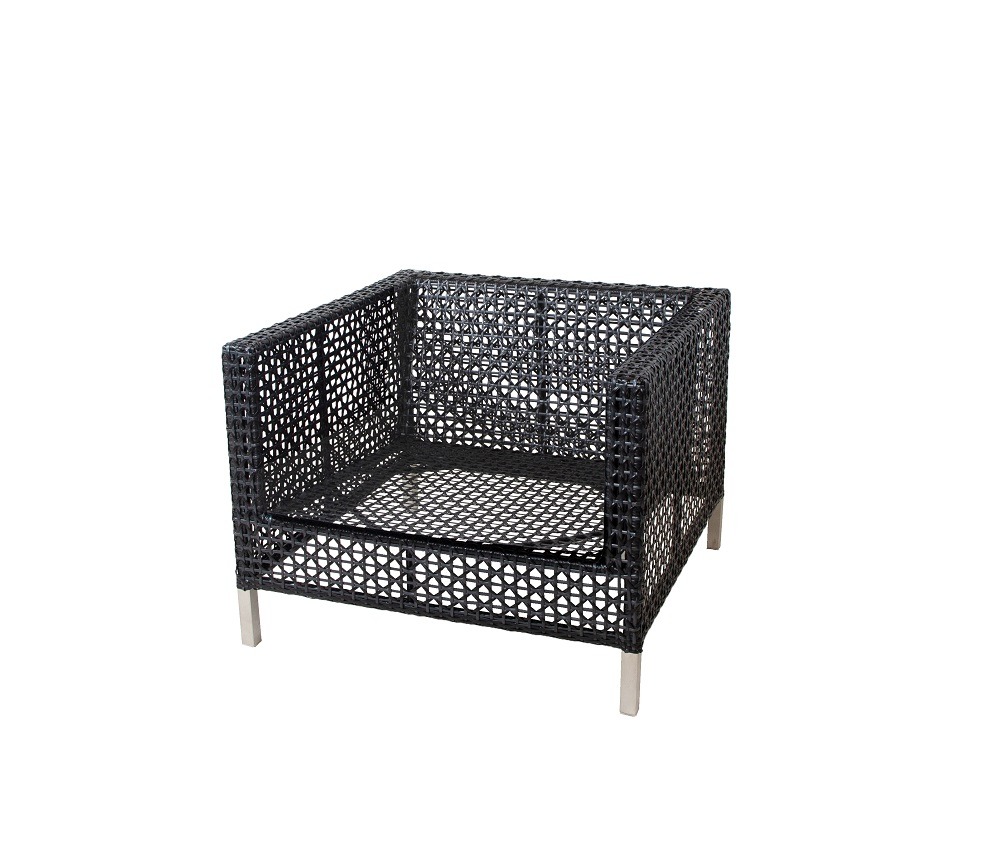 Connect Loungesessel von Cane-Line, Outdoor Möbel aus Rattan-Geflecht, ohne Sitzpolster.