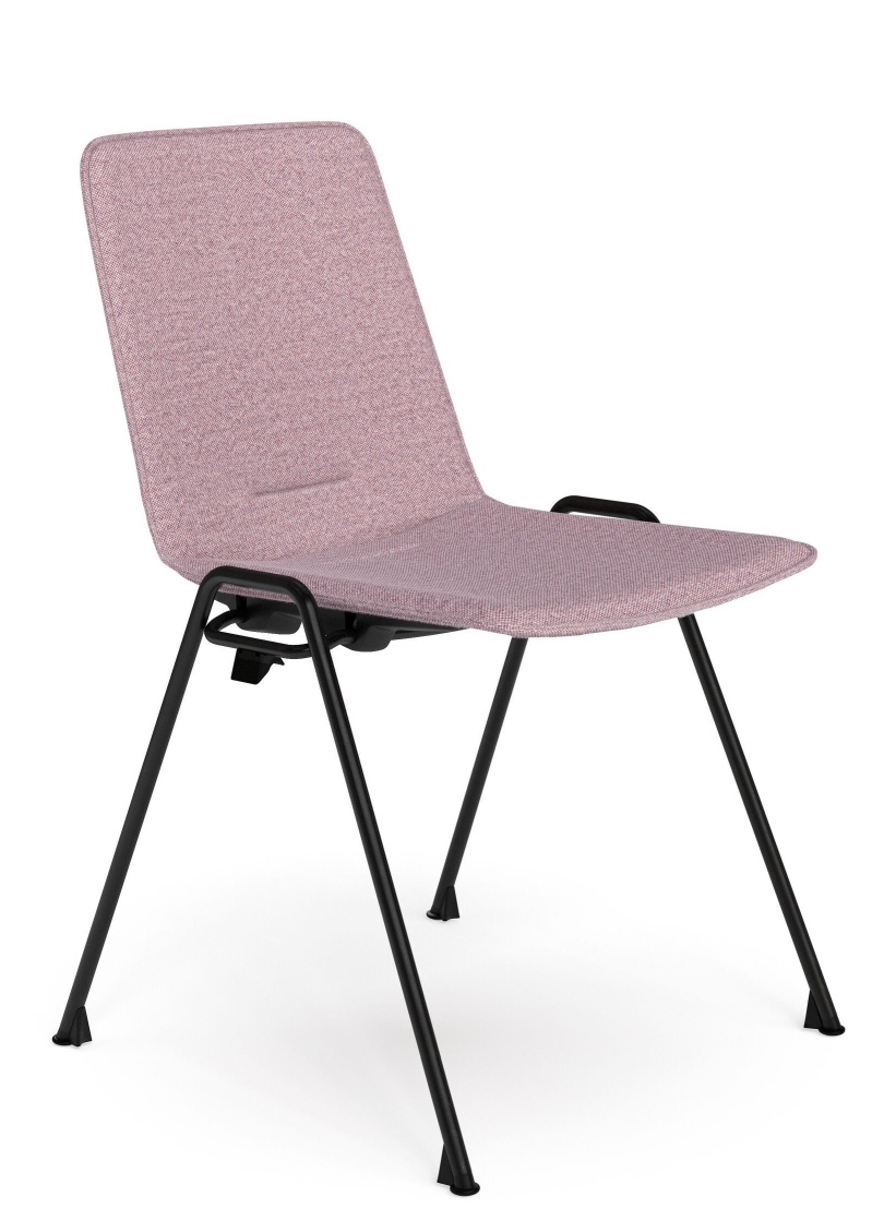 Walter Knoll Yunity Chair 1650, Bürostuhl mit rosa Stoffbezug und schwarzem Metallgestell.