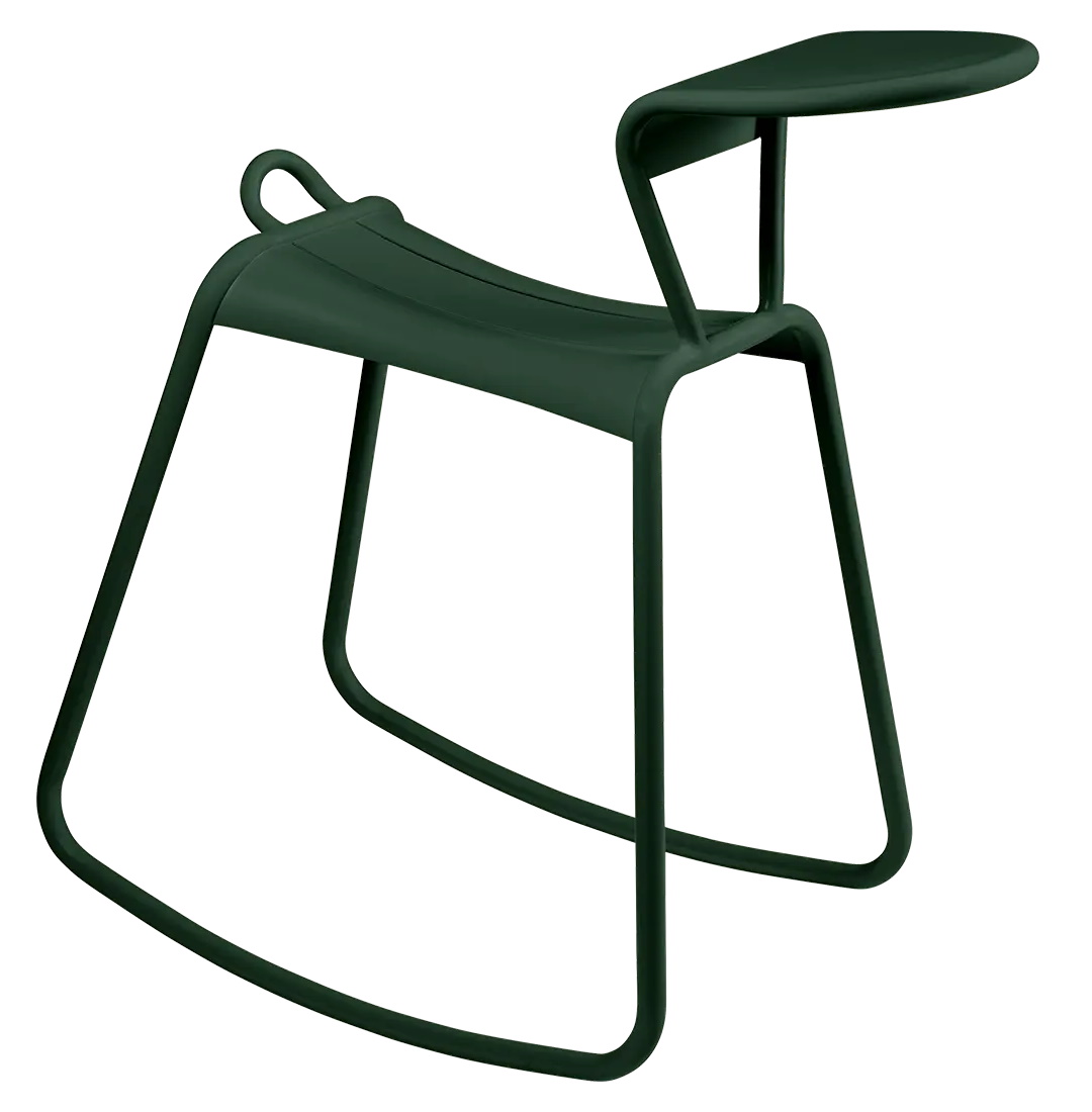 Adadesk Beistelltisch Wippe von Fermob für den Außenbereich, dunkelgrüner Metallrahmen, modernes Design.