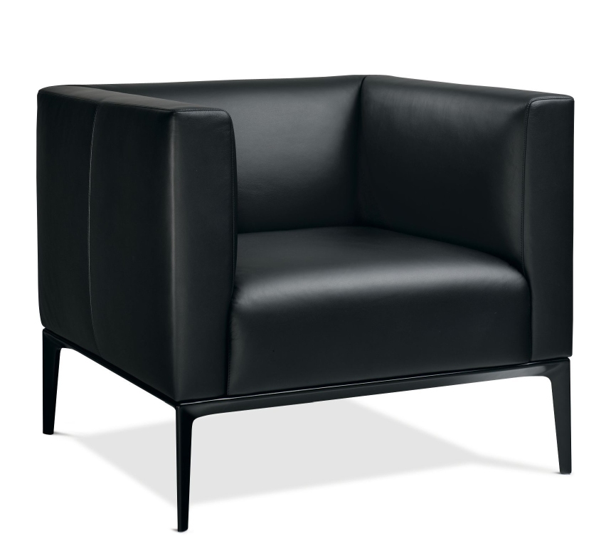 Schwarzer Jaan Sessel von Walter Knoll: Moderner Ledersessel mit minimalistischem Design und eleganten Füßen.