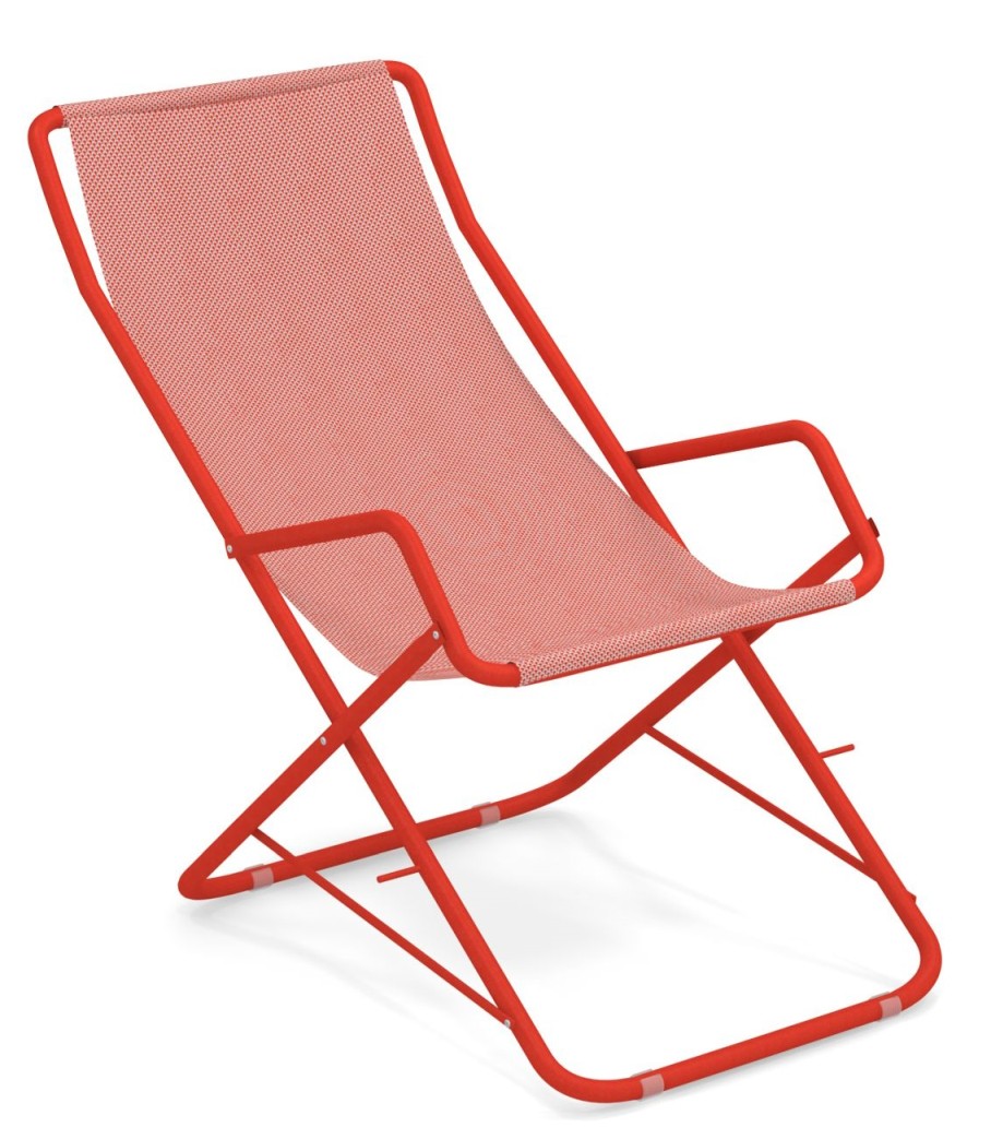 Roter Bahama Liegestuhl von Emu für den Garten oder die Terrasse, bequeme Outdoor-Liege.