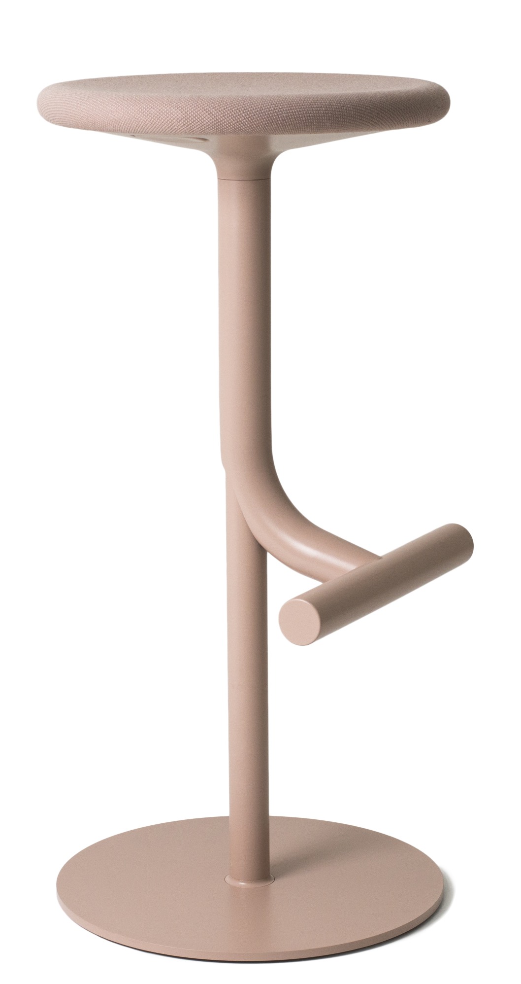 Tibu Stool Hocker von Magis, moderner Barhocker in Taupe mit Fußstütze und rundem Fuß.