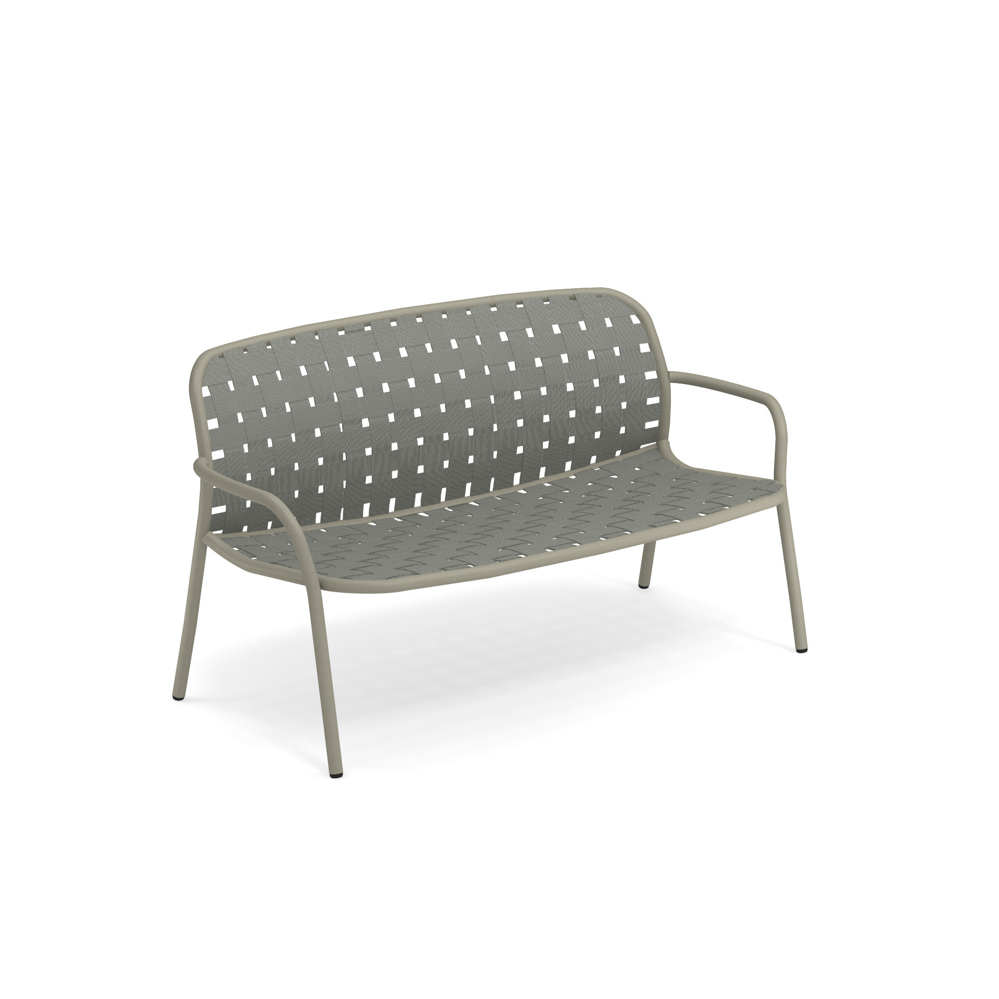 Emu Yard Sofa 2-Sitzer Bank in Taupe: Moderne Outdoor Bank mit wetterfestem Textilgewebe.