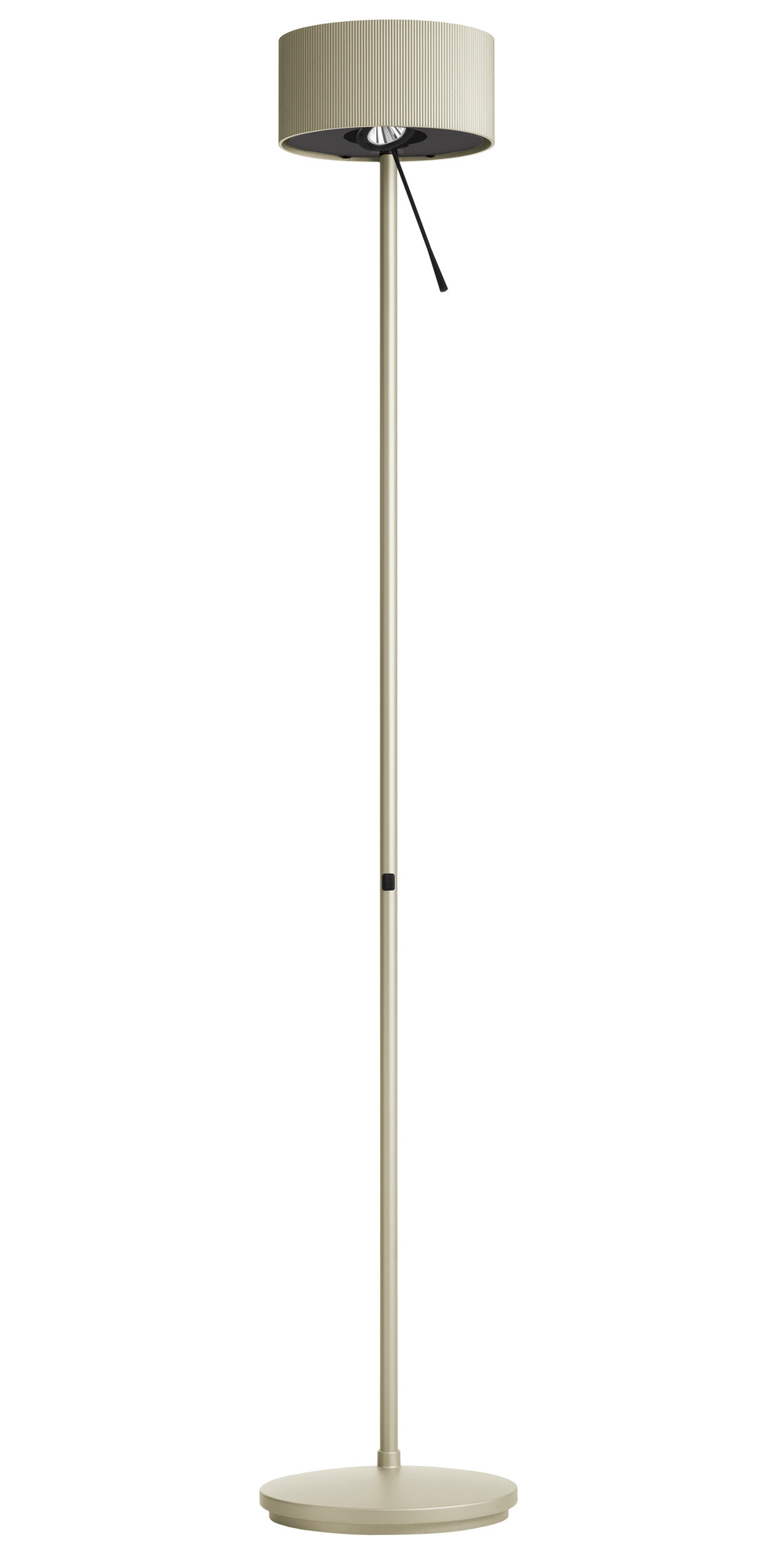 Diogenes LED Stehleuchte Belux in Goldgrau: Moderne Stehlampe mit geriffeltem Lampenschirm für Wohnzimmer.