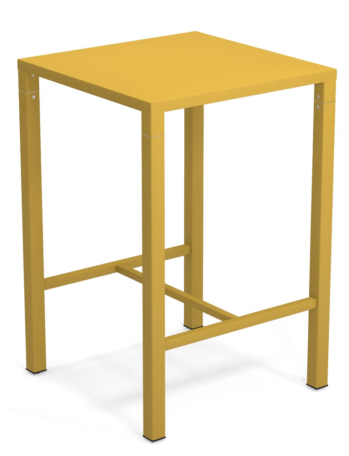 Goldener Nova Hochtisch von Emu für den Außenbereich, quadratische Tischplatte und minimalistisches Design.