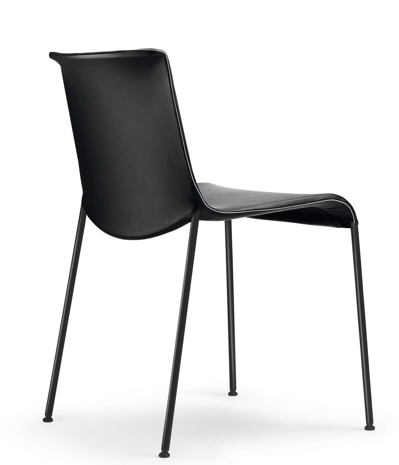 Schwarzer Liz Stuhl von Walter Koll mit minimalistischem Design und filigranem, schwarzem Metallgestell.