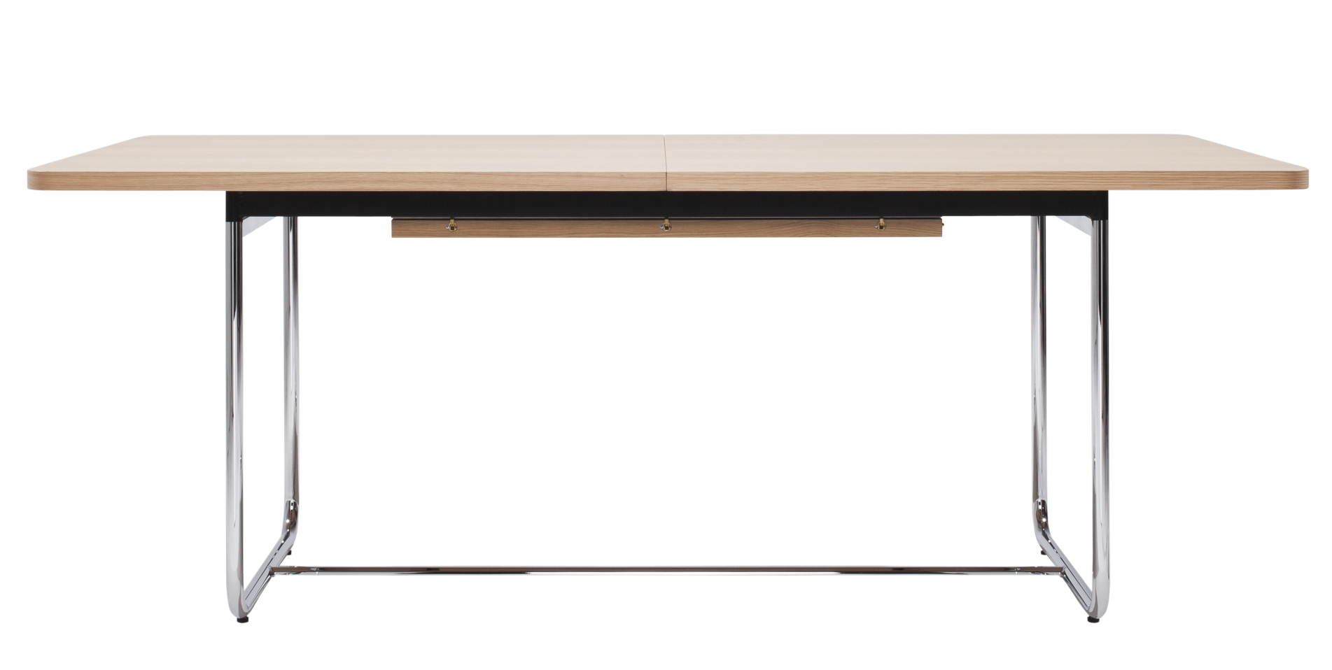 S 1072 Thonet Esstisch ausziehbar mit heller Tischplatte und verchromtem Stahlrohrgestell. Moderner Küchentisch.