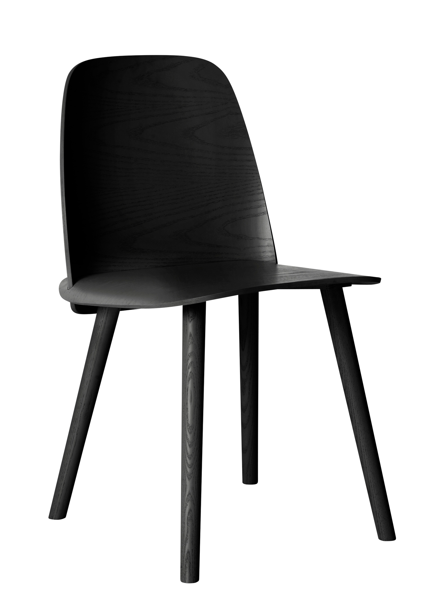 Schwarzer Nerd Chair Stuhl von Muuto, moderner Holzstuhl mit minimalistischem Design für Esszimmer und Büro.