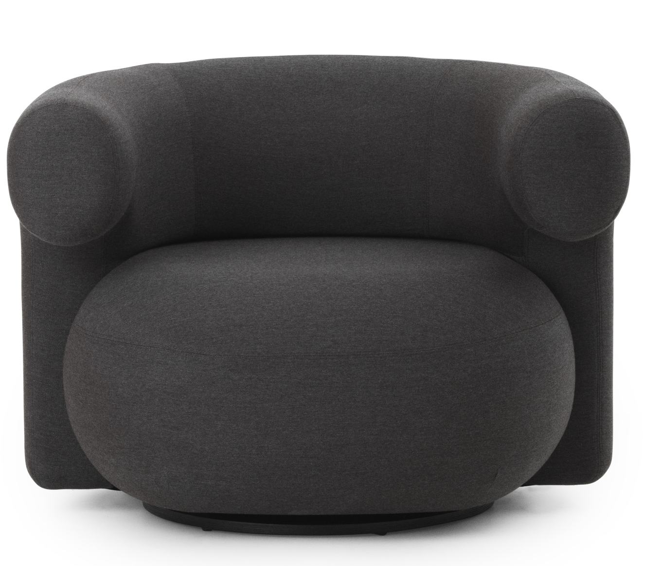 Burra Lounge Chair Sessel von Normann Copenhagen, grauer Outdoor Sessel mit Drehfunktion, Frontansicht.
