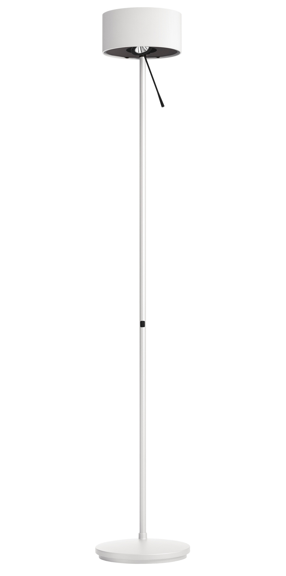 Diogenes LED Stehleuchte Belux in Reinweiss: Moderne Stehlampe mit zylindrischem Schirm für Wohnzimmer und Büro.