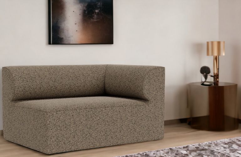 Beige Eave Modular Sofa Ecke von Audo Copenhagen, modernes Wohnzimmer Design.