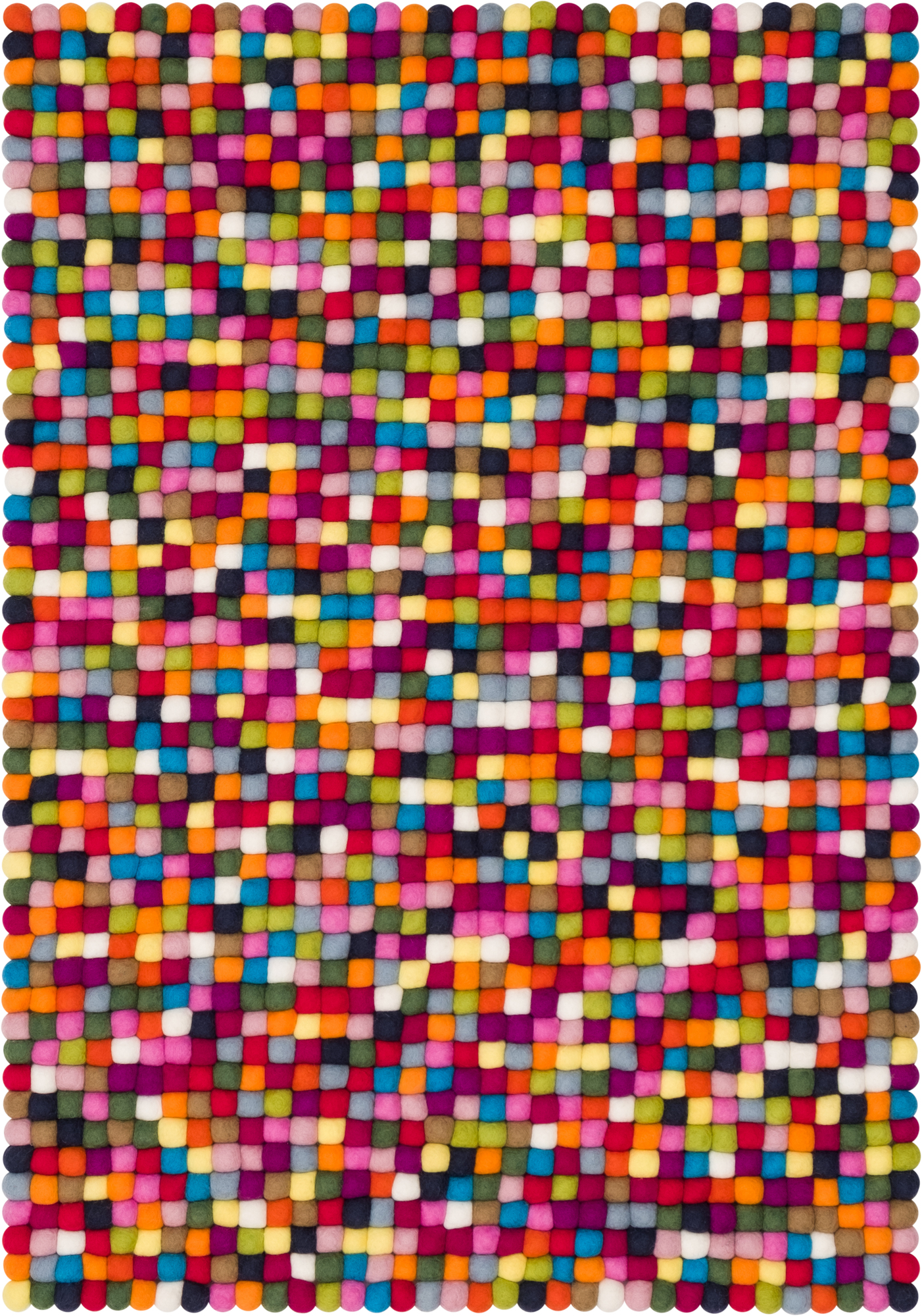 Farbenfroher Filzkugel Teppich 120x170 cm von myfelt, handgefertigt aus vielen kleinen Filzkugeln.