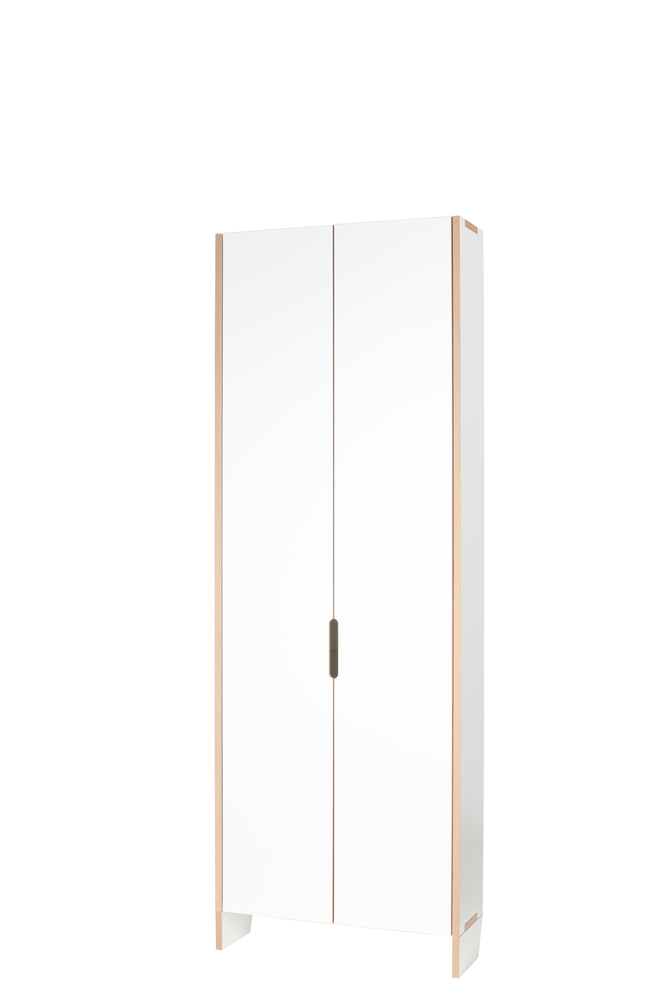 Weißer Tojo Schuhschrank mit zwei Türen und Holzrahmen für Flur und Diele.