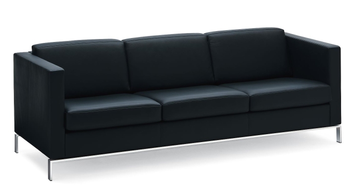 Schwarzes FOSTER Sofa von Walter Knoll mit drei Sitzen und Stahlgestell.