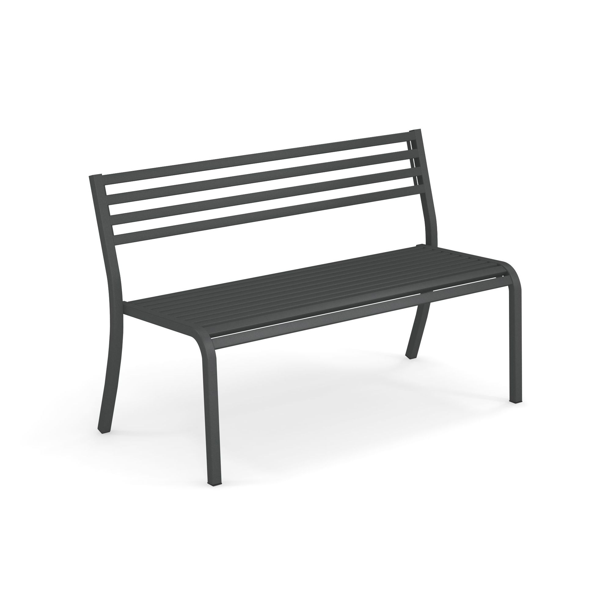 Graue Emu Bank, Modell Segno, 128 cm, für Garten, Terrasse und Balkon.