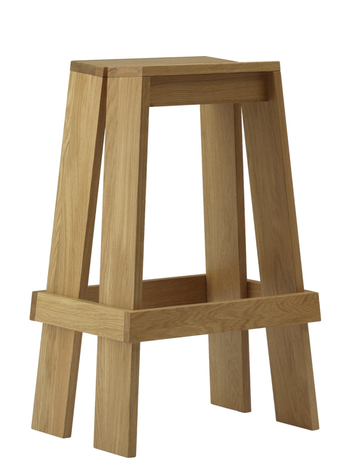 Let Barstool Barhocker von Normann Copenhagen, Hocker aus hellem Eichenholz, moderne Sitzgelegenheit für Küche und Bar.