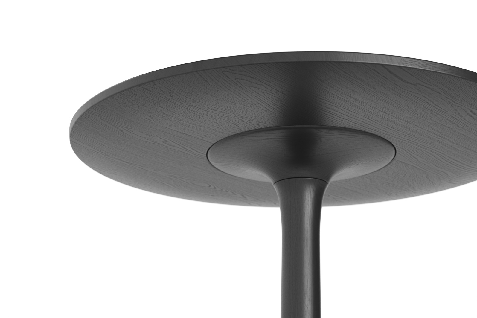 Detailaufnahme des Turntable Couch Beistelltisches Zeitraum in Schwarz mit runder Tischplatte und elegantem Design.