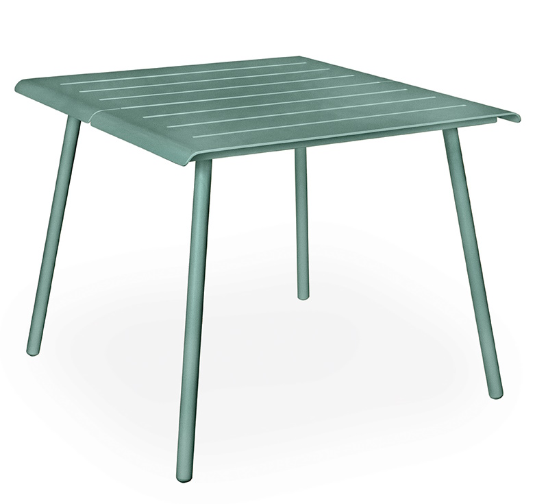 Weishäupl Vapio Tisch Outdoor, quadratischer Gartentisch aus Metall in Grün, ideal für Balkon und Terrasse.