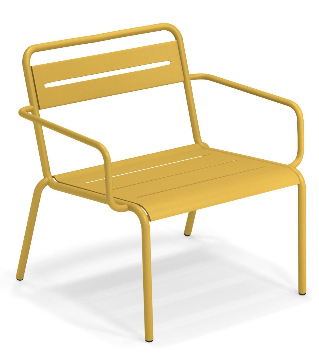 Gelber Star Lounge Chair Sessel von Emu für den Außenbereich, modernes Design mit Armlehnen.