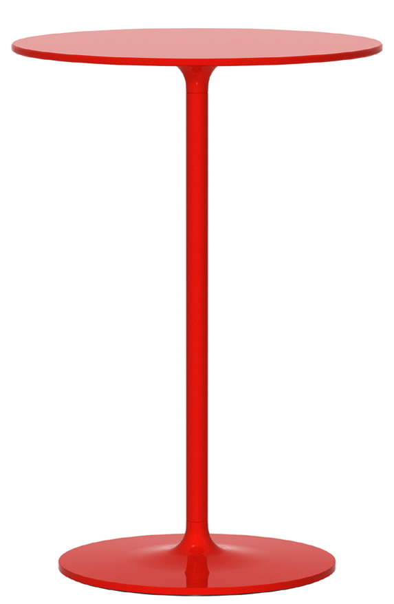 Roter Poppy Beistelltisch von Rexite, runder Tisch mit zentralem Fuß, modernes Design.