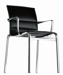 Schwarzer Bigframe Stuhl von Alias mit verchromtem Gestell, ideal für Büro und Konferenzräume.
