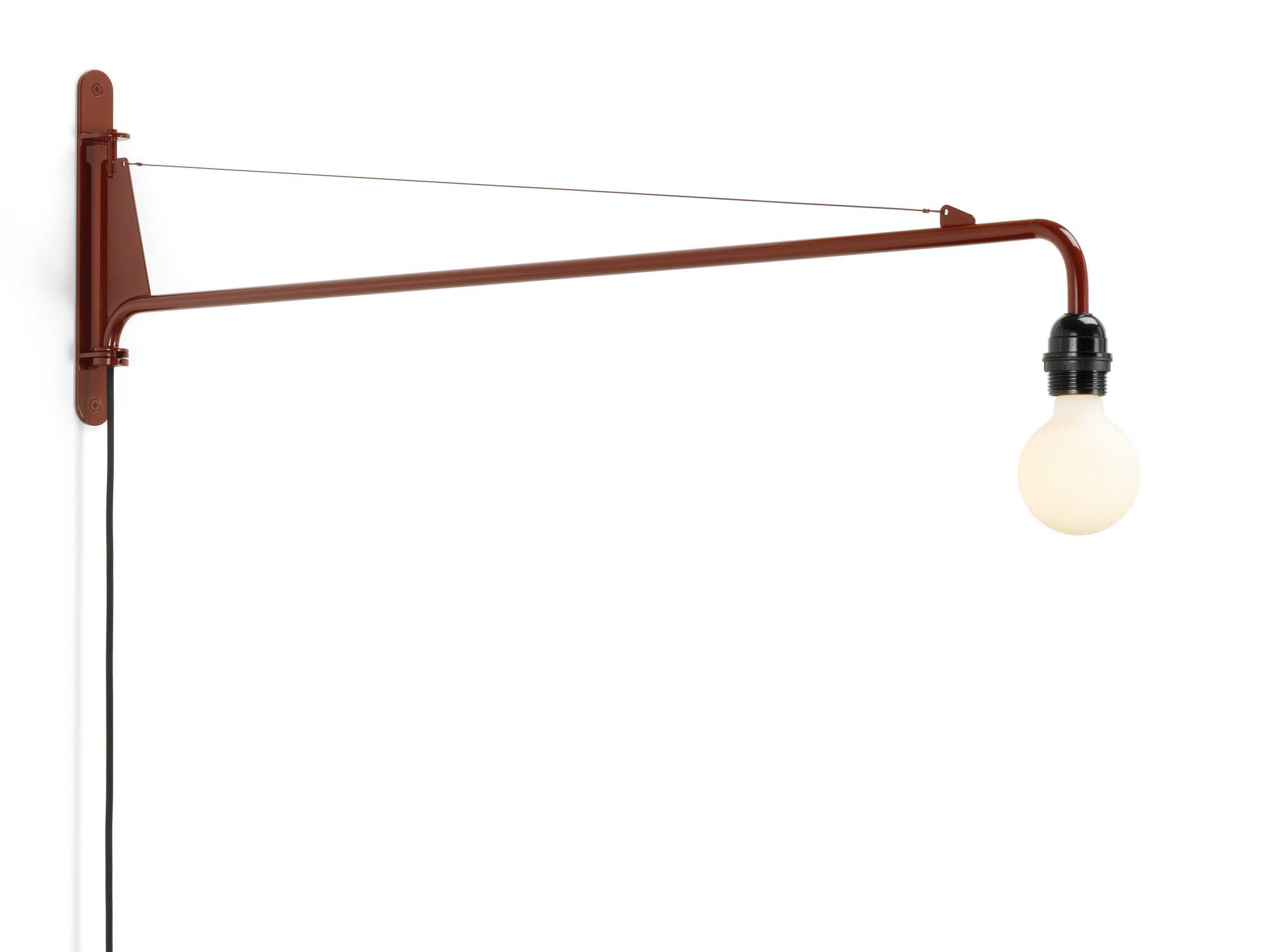Vitra Petite Potence Wandleuchte in Japanese Red: Schwenkbare Designlampe mit Glühbirne.