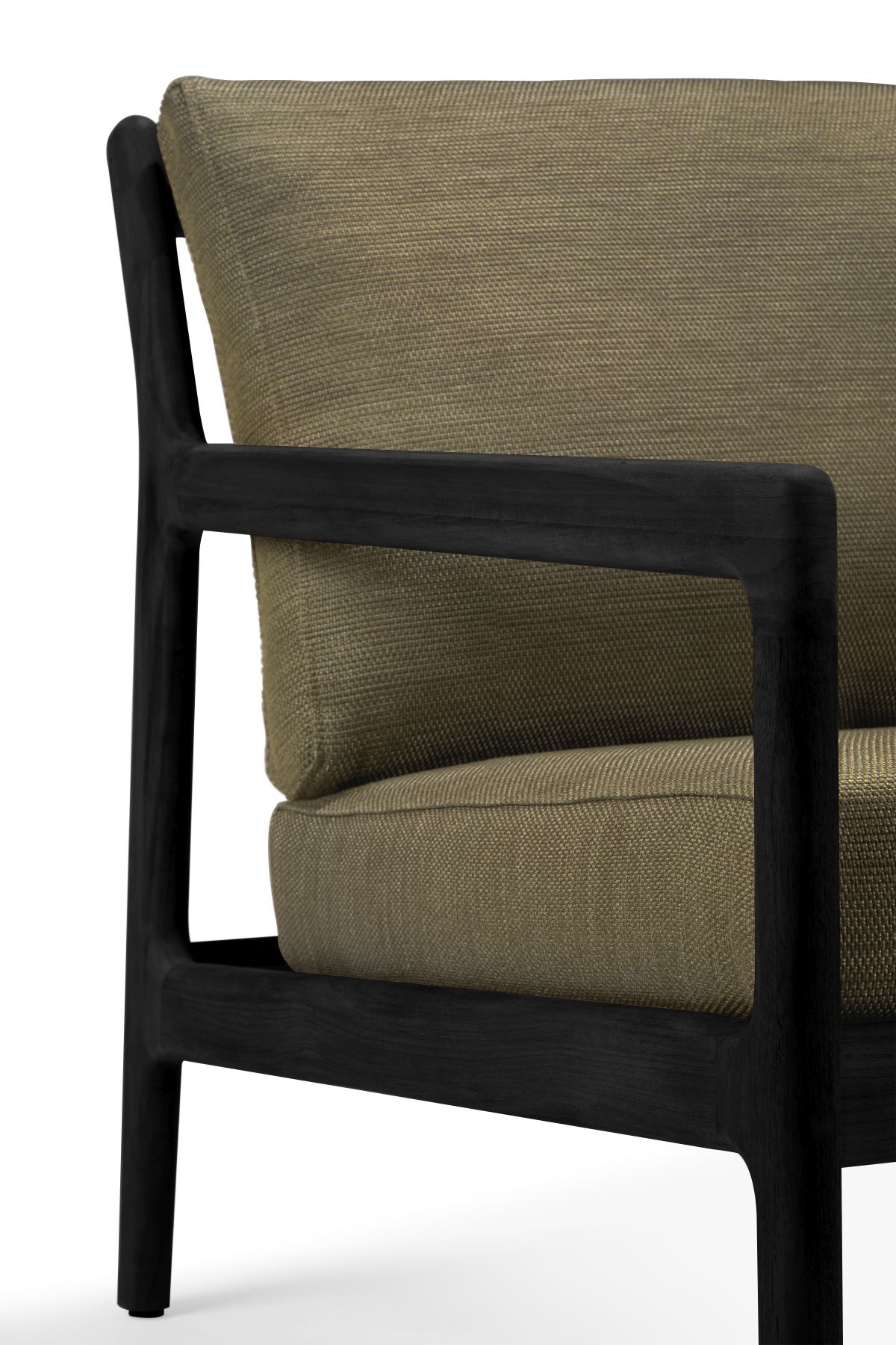Jack Outdoor-loungestoel, teak, zwart gelakt, groene stof, Ethnicraft