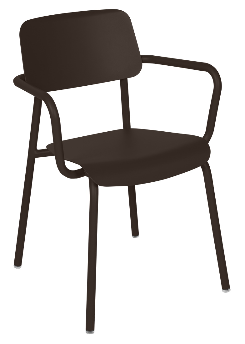 Brauner Studie Chair Stuhl von Fermob für den Außenbereich, moderner Gartenstuhl mit Armlehnen.