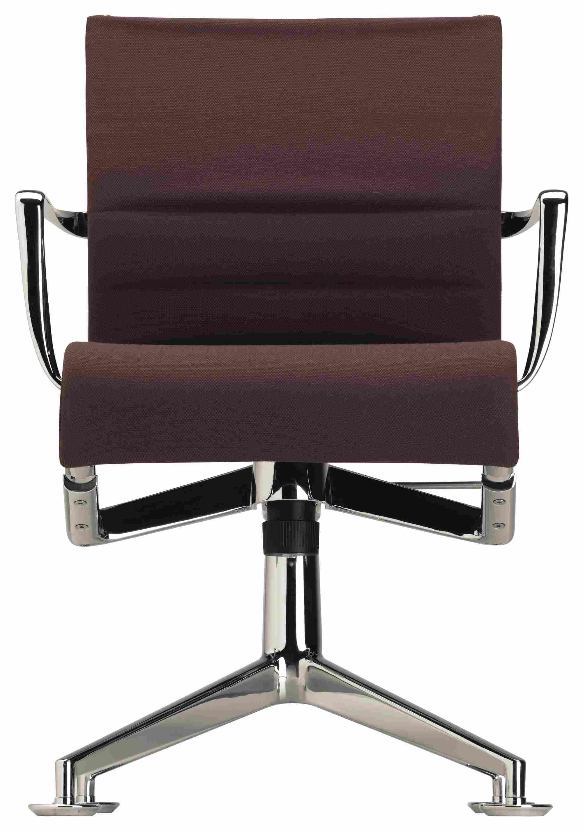 Meetingframe Tilt Drehstuhl in Braun mit Chromgestell, Ansicht von Vorne, ergonomischer Bürostuhl.