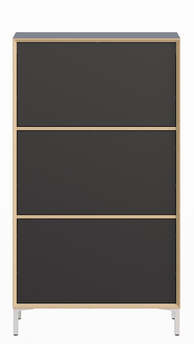 Vertiko Schuhschrank von Müller Möbelwerkstätten, moderner Schuhschrank mit drei Fächern und schlichtem Design.