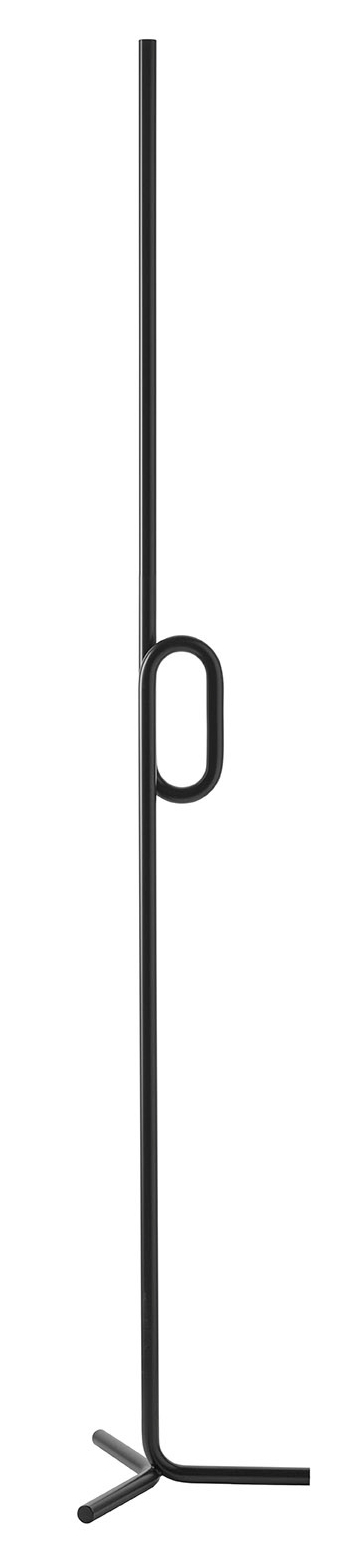 Schwarze Tobia LED Stehleuchte von Foscarini mit minimalistischem Design und markanter, ovaler Grifföffnung.