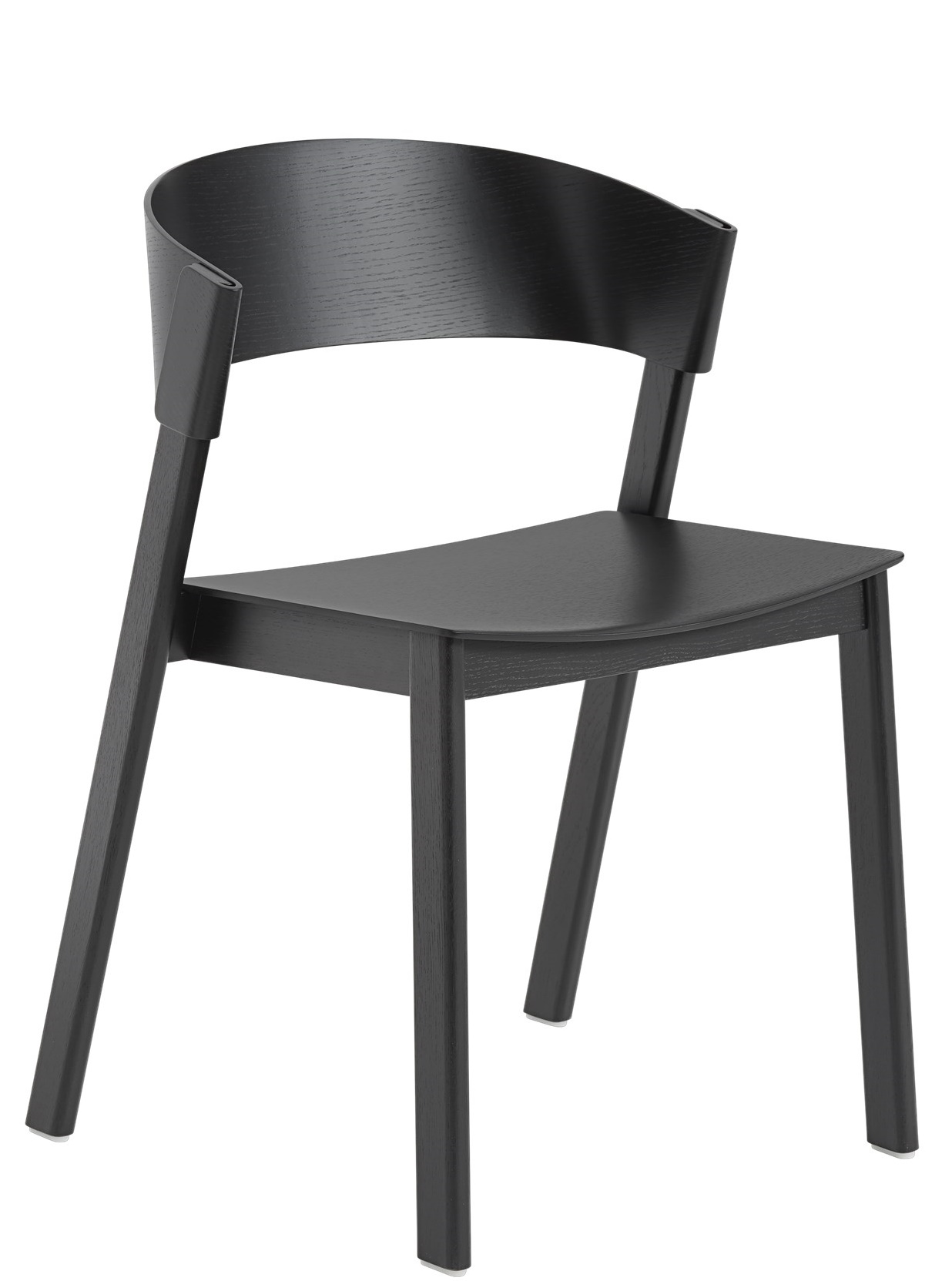 Schwarzer Cover Stuhl von Muuto: Moderner Holzstuhl mit geschwungener Rückenlehne und minimalistischem Design für Esszimmer und Wohnbereich.