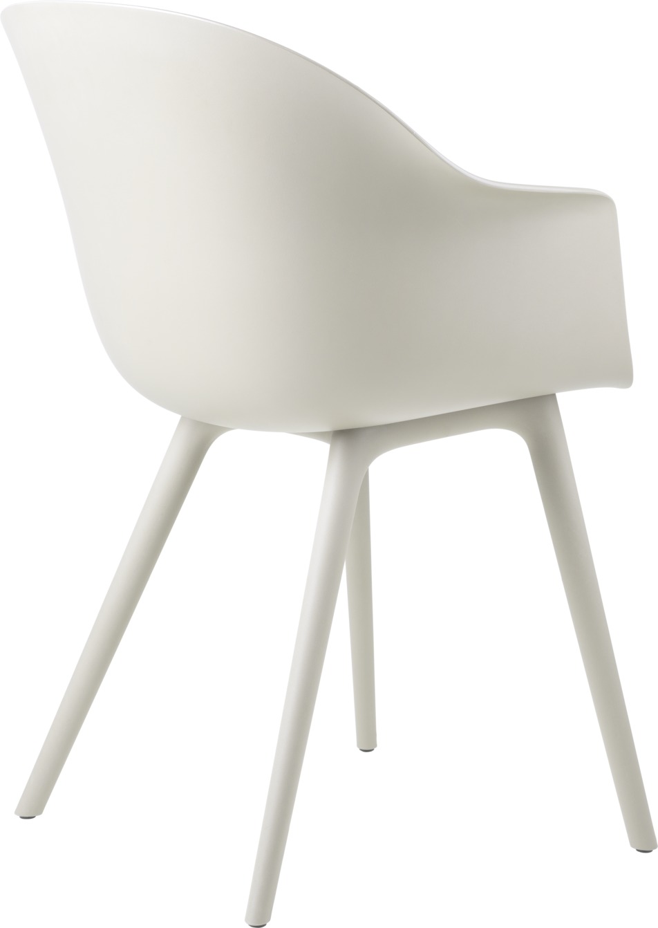 Weißer Bat Chair Esszimmerstuhl von Gubi für den Außenbereich, Ansicht von hinten.