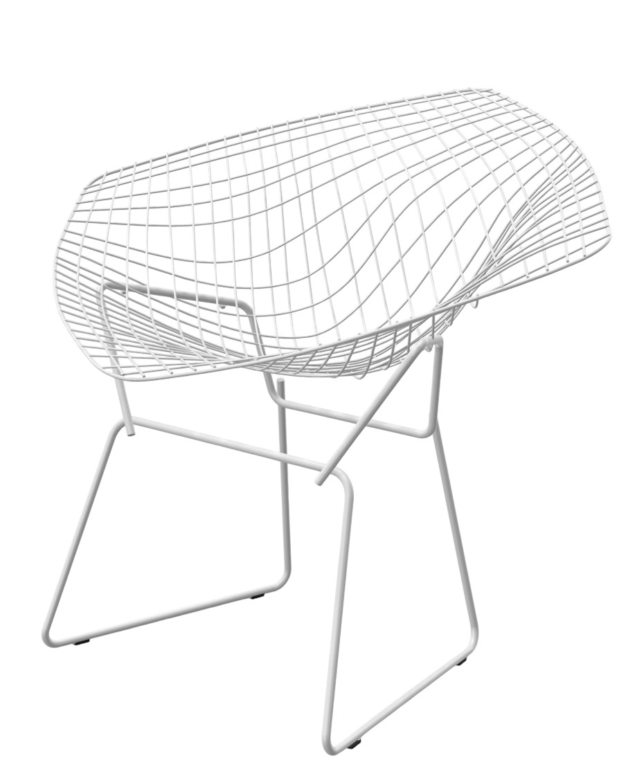 Weißer Bertoia Diamond Sessel für den Außenbereich von Knoll International aus Drahtgeflecht.