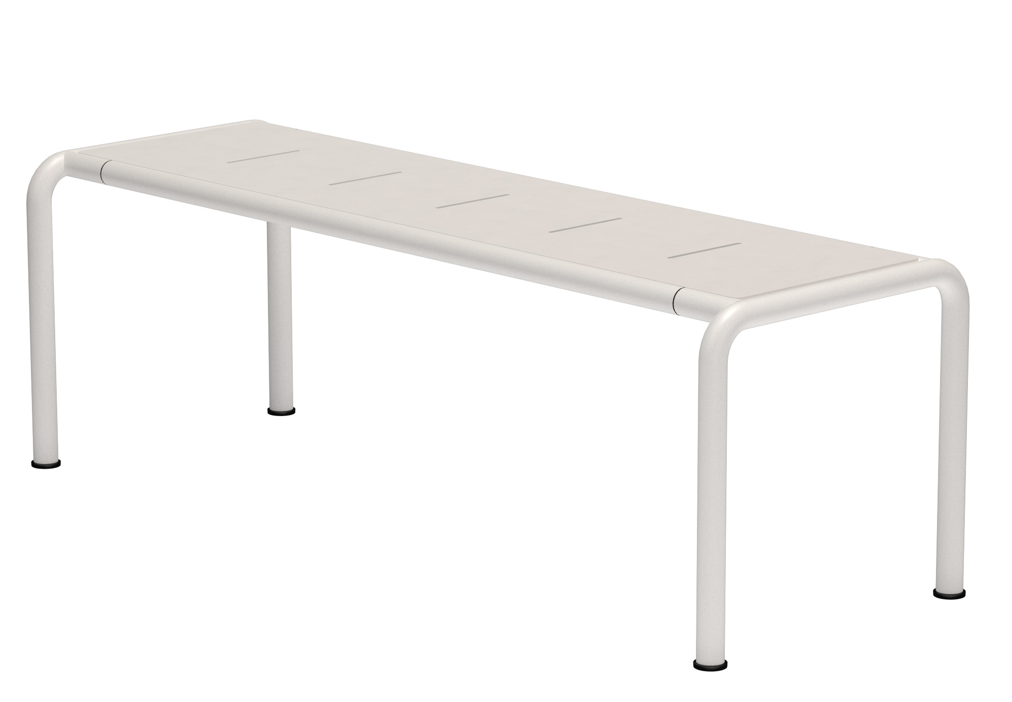 Weiße Avanti Bank von Houe für den Außenbereich, moderne Gartenbank mit minimalistischem Design.