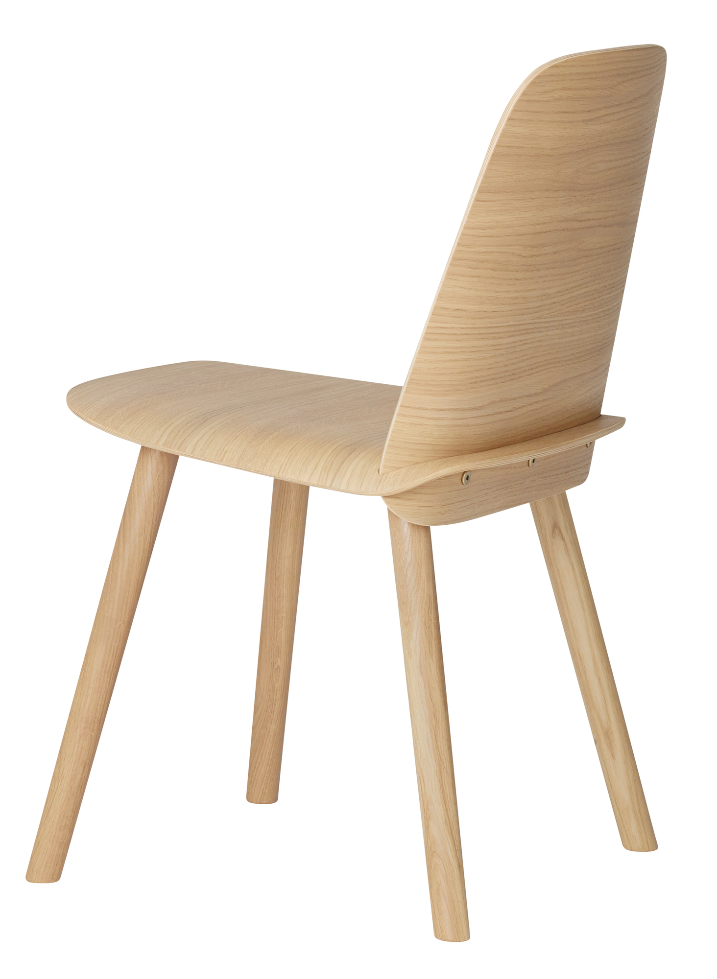 Muuto Nerd Chair Stuhl aus hellem Holz, skandinavisches Design für Esszimmer und Büro.