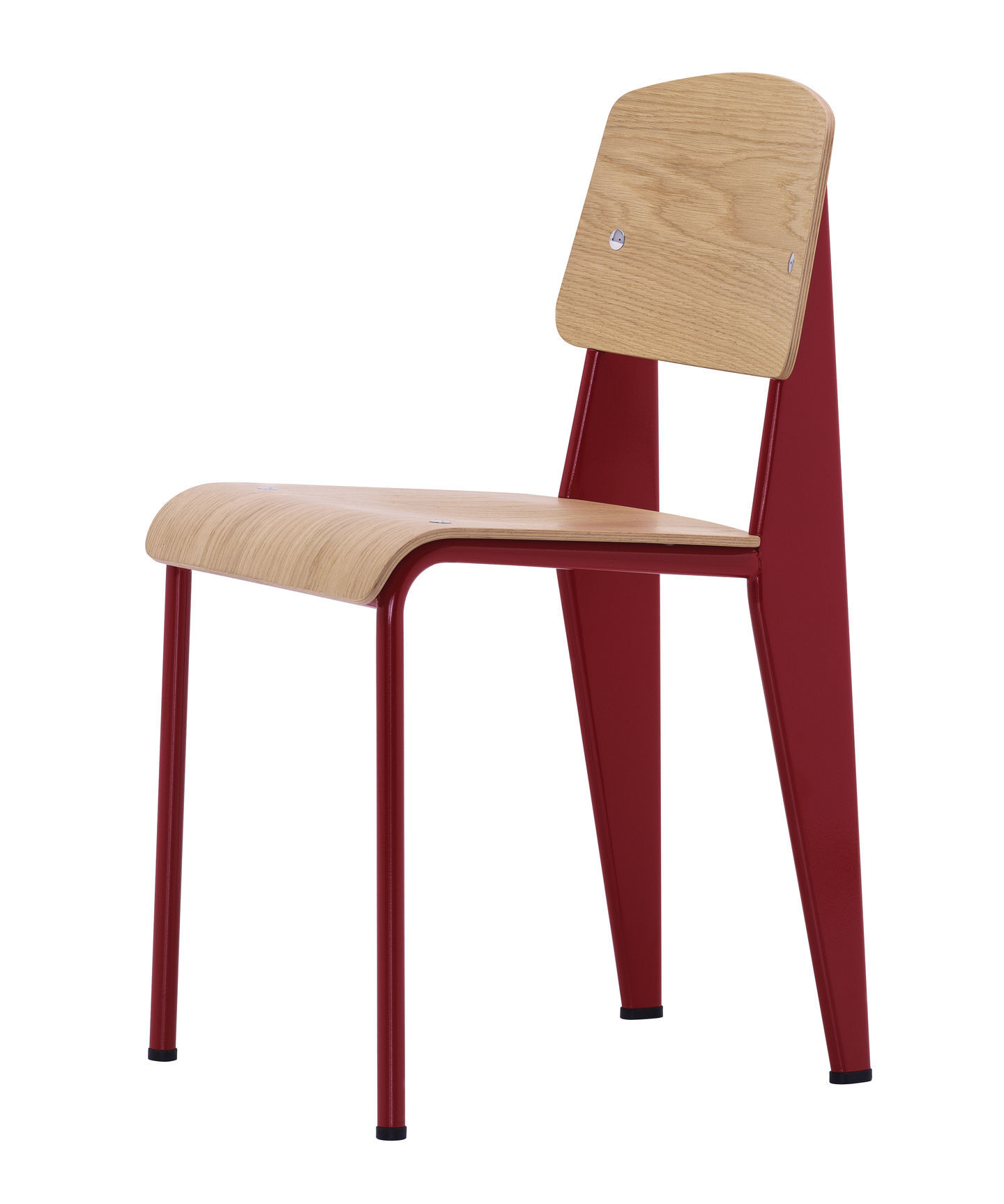 Vitra Stuhl: Roter Design Stuhl mit Holz Sitzfläche und Rückenlehne für Esszimmer oder Büro.