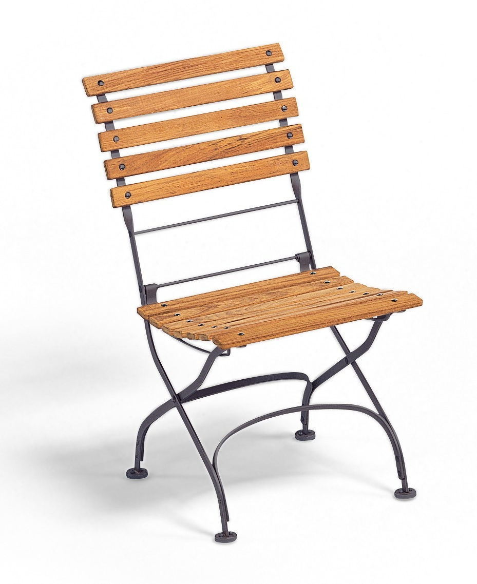 Weishäupl Classic Chair: Klappbarer Holzstuhl ohne Armlehnen mit Metallgestell für Garten und Terrasse.
