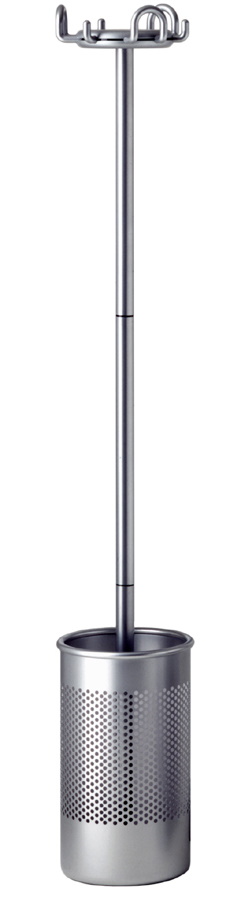 Cribbio Kleiderständer mit Schirmständer von Rexite, silberfarbenes Metall, modernes Design für Flur und Büro.