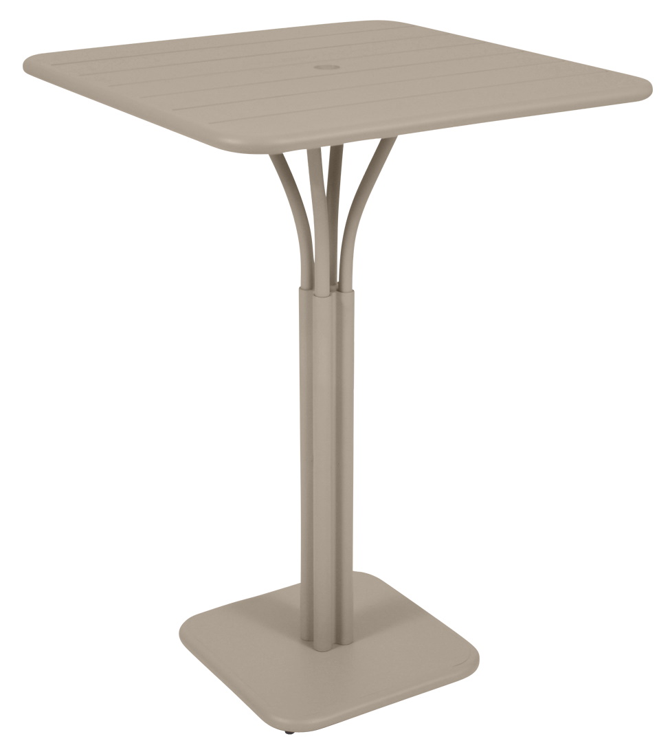 Luxembourg Stehtisch/Bartisch von Fermob, quadratisch, 80x80 cm, für den Outdoor-Bereich, in Taupe.